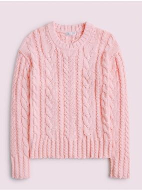 2025 J Crew Cable Knit Crewneck Sweater in Delicate Bloom